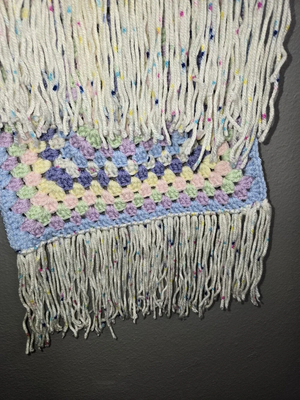 Handmade Crochet Scarf Pastel Birthday Cake Colors